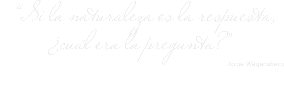&nbsp;“Si la naturaleza es la respuesta, ¿cuál era la pregunta?” Jorge Wagensberg 